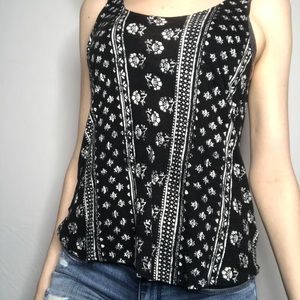 Black and White Floral Tank Top